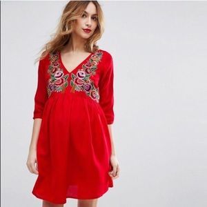 Red Floral Embroidered ASOS Dress